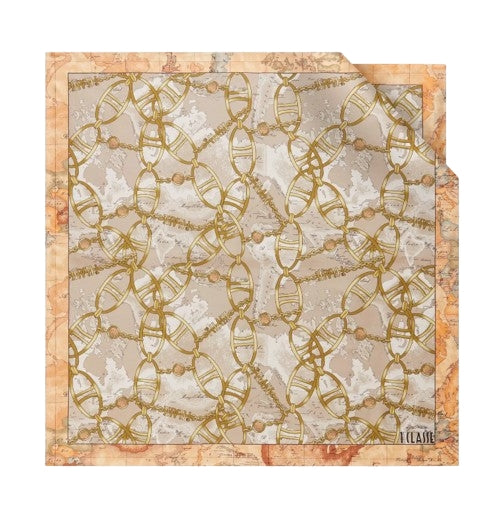 Alviero Martini Foulard  Geo Chain 70x70  cm Light Taup  K F082 Col. 0036 100% seta